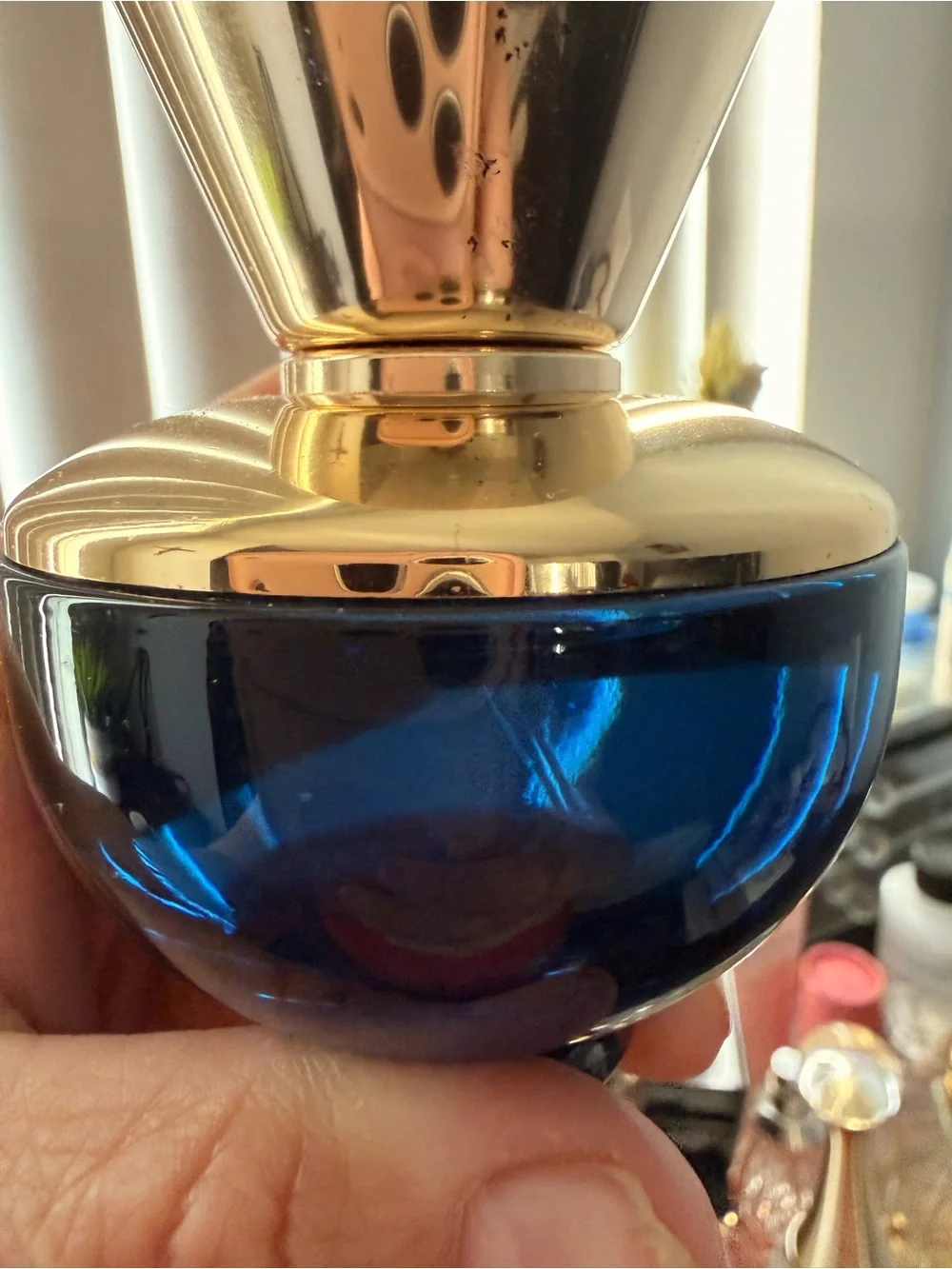 Versace Dylan Blue Decorative Accent Bottle - Blue & Gold